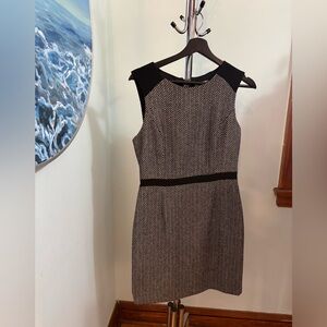 Banana Republic Black and White Herringbone Sleeveless Dress